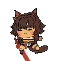 a cartoon of a girl holding a sword