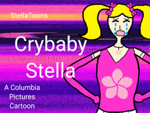 a poster for crybaby stella shows a girl with pigtails crying