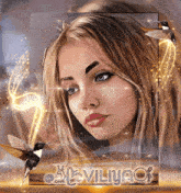 a painting of a woman with a hummingbird and the name ac viliyao on the bottom