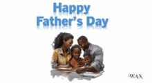 a happy father 's day greeting with a woman and child