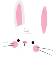 a white bunny with pink ears and a swirl on its head