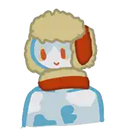 a cartoon character wearing a fur hat and scarf