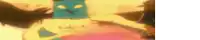 a blurry picture of a cartoon character with a blue face and wings .