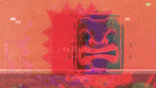 a cartoon character with an angry face is surrounded by red squares