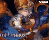 a cartoon of a woman holding a pumpkin with the words " ng legacy " below her