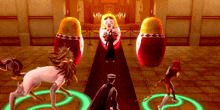 a man in a black cape is standing in front of a large russian nesting doll