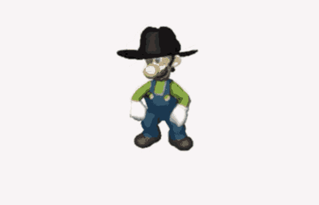 Luigi dancing in a cowboy hat