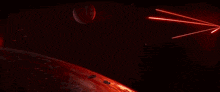 a computer generated image of a laser beam coming from a planet