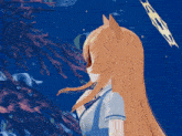 a drawing of a girl with a cat ear and the hashtag @ 6b31m