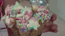 Tie-dye Rainbow Ice Cream GIF - Rainbow Icecream Dessert GIFs