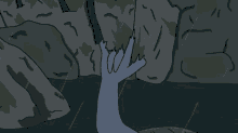 a cartoon drawing of a hand in the water