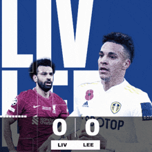 two soccer players are standing next to each other and the score is 0-0