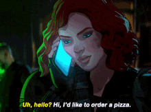 Marvels What If Black Widow GIF - Marvels What If Black Widow Hi Id Like To Order A Pizza GIFs