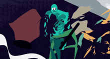 a cartoon drawing of a skeleton with a bat