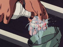 a cartoon of a person pouring water into a glass