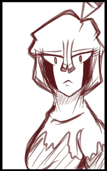 a black and white drawing of a person with a hood on their head