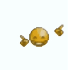 a pixel art smiley face with two thumbs up and a thumbs down .