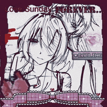 a drawing of a boy and a girl with the words love sunday forever
