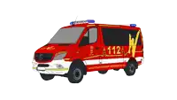 a red and white van with the number 112 on it