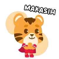 a cartoon of a tiger wearing a cape and the word makasih