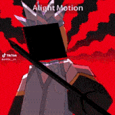 a drawing of a man with a sword and the words alight motion