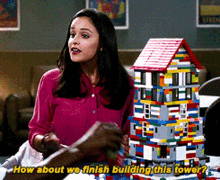 brooklyn nine nine amy santiago how about we finish building this tower lego lego tower