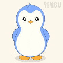 a penguin is holding a pocket watch and the words it 's time are below it