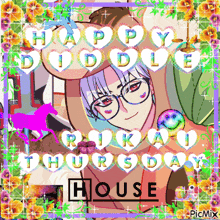 a picture of a boy in a teddy bear costume with the words happy doodle thursday house