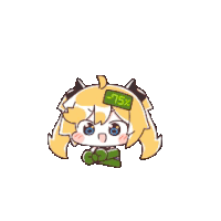 a cartoon girl with a sign on her head that says -75 %