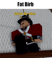 a cartoon character with the name fat birb written on it