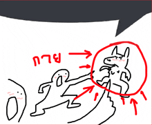a drawing of a rabbit with a speech bubble that says ' a ' on it
