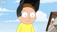 a cartoon of a man wearing a welding helmet with the word [ as ] on the bottom