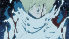a drawing of a person with blood coming out of their mouth