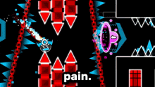 a screenshot of a video game that says pain on the bottom