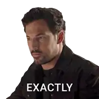 a man with a beard has the word exactly written on his face