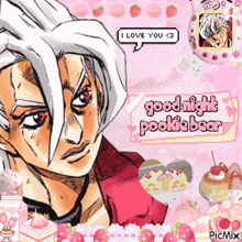 a cartoon character with a speech bubble that says i love you