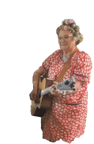 Playing The Guitar Happily Sticker - Playing The Guitar Happily Grandma Playing Guitar Stickers