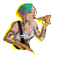Eating Pizza Judy álvarez Sticker - Eating Pizza Judy álvarez Cyberpunk 2077 Phantom Liberty Stickers