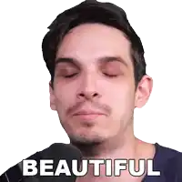 a man with his eyes closed has the word beautiful written on his face
