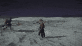 a video game is being played in a snowy field