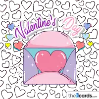 a valentine 's day greeting card with a pink heart in an envelope