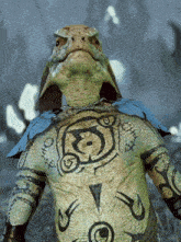 a turtle with a tattoo on his chest that says ' s '