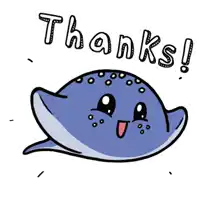 a cartoon of a stingray with the words thanks written above it