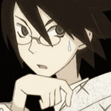 a close up of a cartoon character with glasses and a surprised look on his face