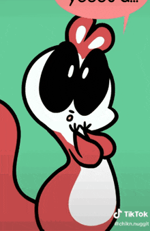 a cartoon character with a speech bubble that says tik tok
