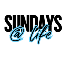a logo that says sundays @ life in black and blue
