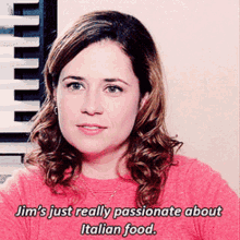 The Office Pam Beesly GIF - The Office Pam Beesly Jims Just Really Passionate About Italian Food GIFs