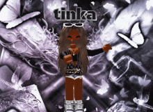a girl with the name tinka on her head