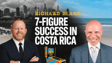 two men standing next to each other with the words 7 figure success in costa rica on the bottom