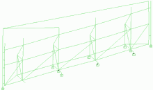 a drawing of a fence with a lot of lines going through it